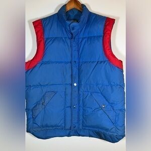 Vintage 80s blue red snap zip down puffer vest sz XL mens snowboard streetwear